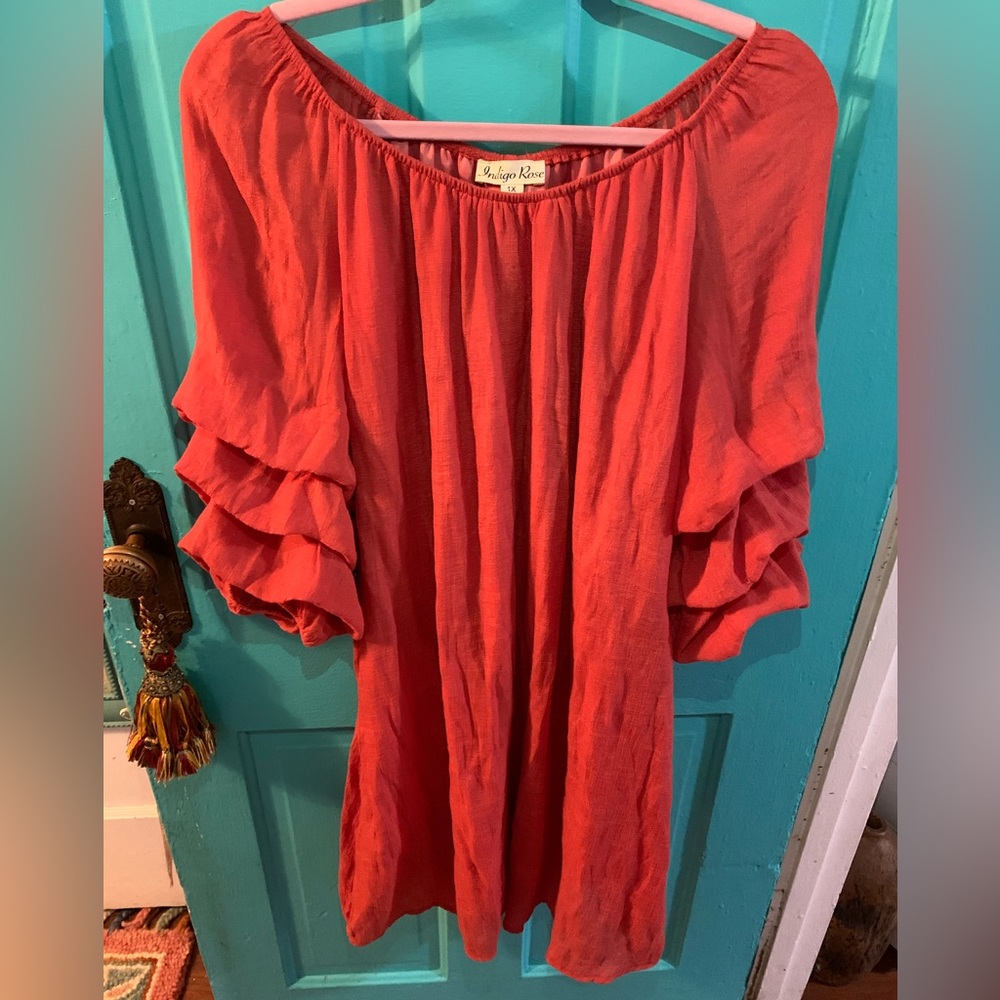 Indigo Rose Ruffle Sleeve Boho Dress